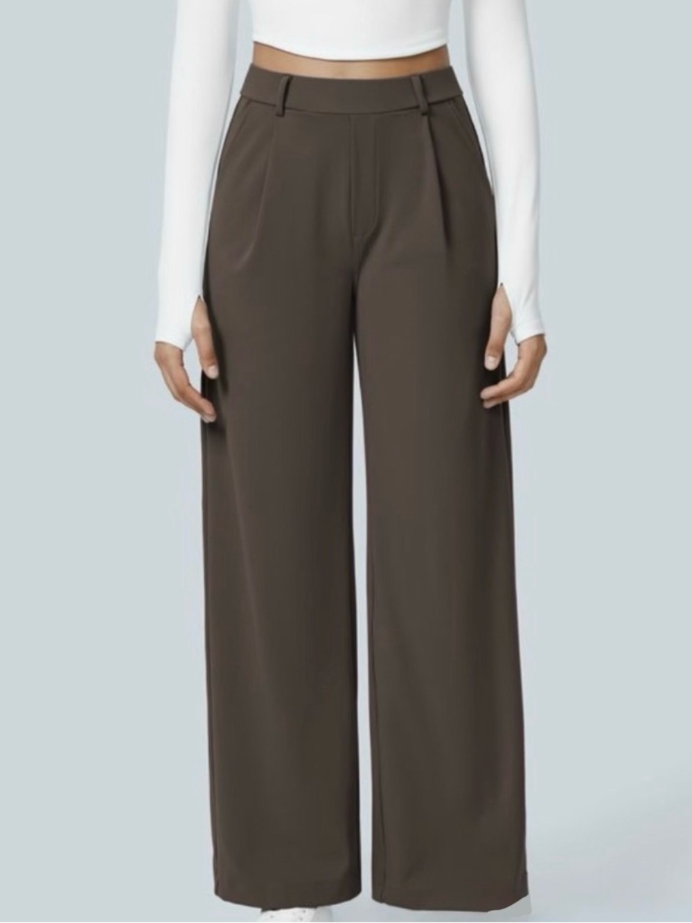 Halara Flex DayStretch High Waisted Pocket Work Flare Pants in Brown